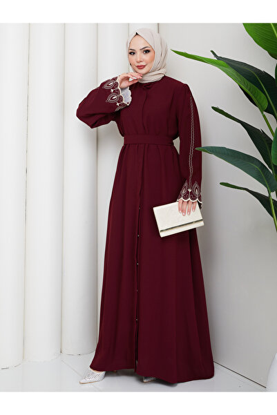 EFSUN MODA Women's Embroidered Sleeves Abaya Tunic Clothing Women's Ferace Dress