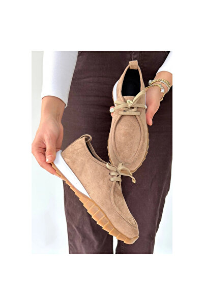 Erbilden Sier Bej Süet Bağcıklı Spor Ayakkabı