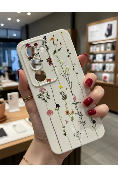 OVADA Redmi 15 Uyumlu Sarmaşık Ve Çiçek Desenli Silikon Telefon Kılıfı