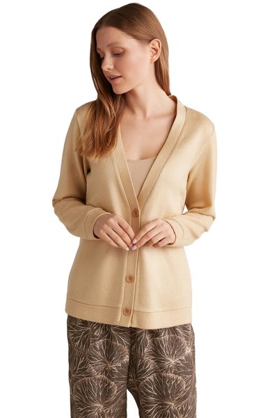 Penyemood Penye Mood Kadın Comfortlux Üçlü Bej Pijama Takımı 9526