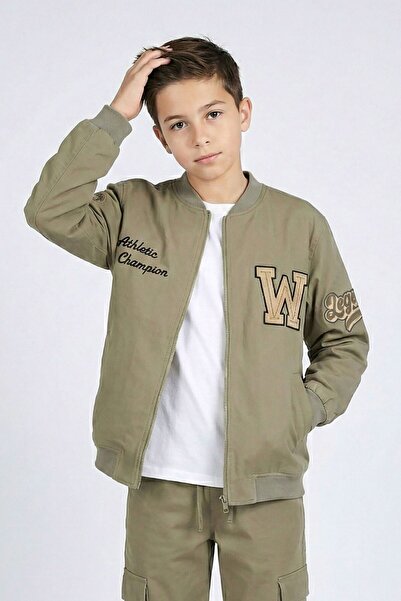 ww waka waka kids store Nakış Detaylı Kolej Bomber Ceket Tarz Sahibi Çocuklar...