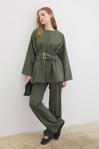 Hooopstore Double Buckle Khaki Tunic