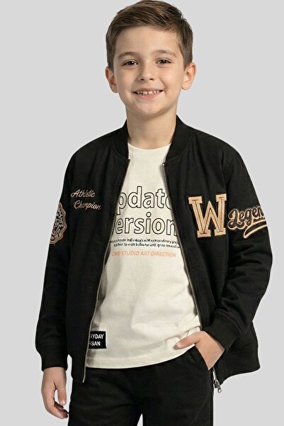 ww waka waka kids store Jachetă bomber stil colegiu cu detalii brodate, elega...