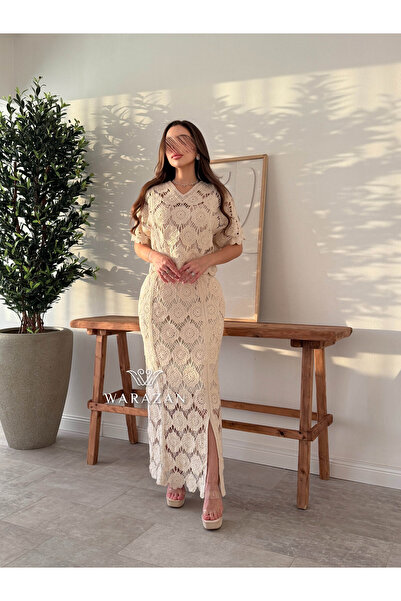 Warazan طقم دانتيل للمناسبات - فري سايز يلبس من S الى XXL