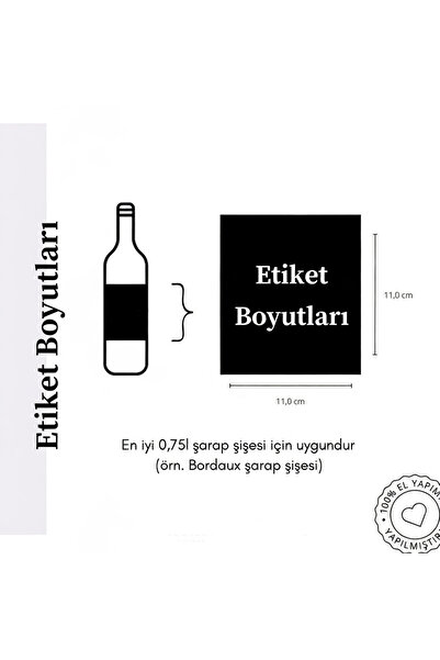 memyap Happy Birthday Şarap Şişesi Etiketi – Kişiye Özel Doğum Günü Hediye Etiketi (11 × 11 cm)