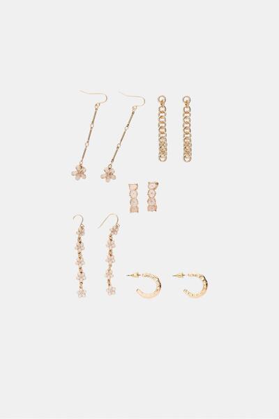 Stradivarius SET OF 9 ENAMELLED FLOWER EARRINGS