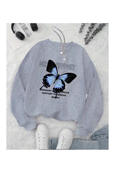 PENTHİLUS سترة رياضية من الصوف بطبعة فراشة وياقة دائرية