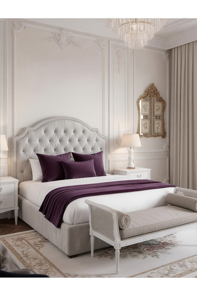 FARCY 3-Piece Velvet Fabric Decorative Bed Runner & 2-Piece Inner Filled Squa...