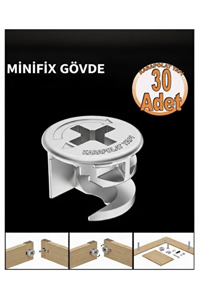 KarapolatYapı Minifix Gövde 15x13mm Mobilya Dolap Birleştirme Bağlantı Vidası...