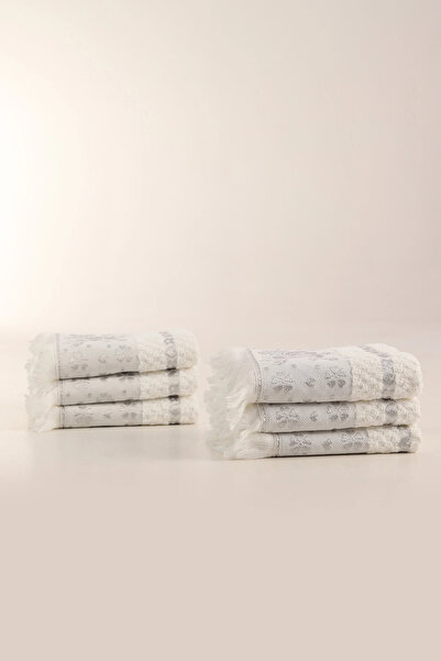 Bella Home Set of 6 Clover Hand Towels with Fringes |   50X90 cm |   Soft-Tex...