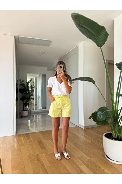 MERVE AKSOY Neon Beli Bağlamalı Şort