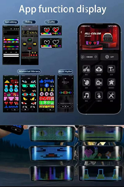 CROW'S TECH Motosiklet Kask Arkası Led Panel İsim-Animasyon-Emoji Kask Aksesuar Mobil Kontrollü İos/Android