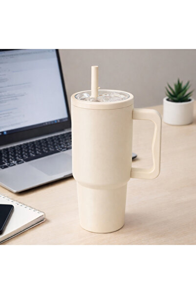 ARVALE 1.18 L Steel Thermos Cup 40 oz - Mug with Straw and Handle, Cold and H...