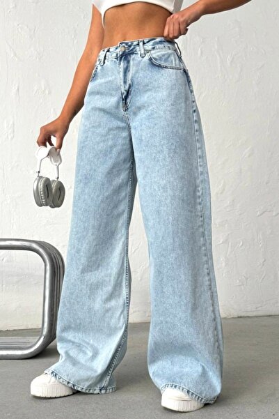 FashionForYou Blugi Seoul cu croială largă, perforații și detalii cu pietre r...