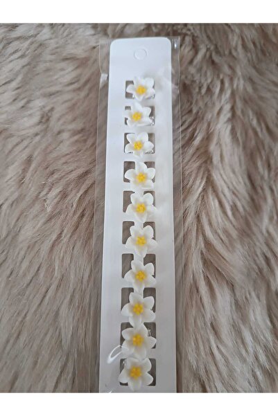 Efna Store Lotus Flower Model White Yellow 10-Piece Hair Earrings, Hair Charm