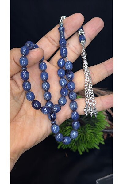 vevasilver Blue Veined Powdered Amber Prayer Beads, They Darken over Time. Ta...