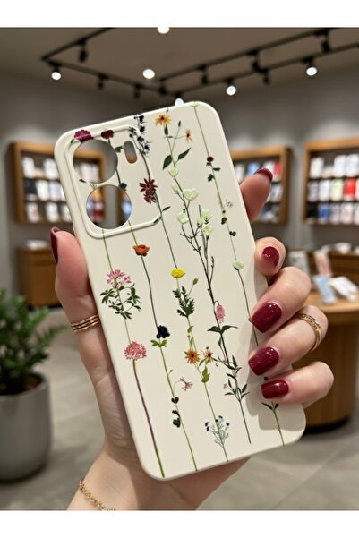 OVADA Vivo Y16 Uyumlu Sarmaşık Ve Çiçek Desenli Silikon Telefon Kılıfı