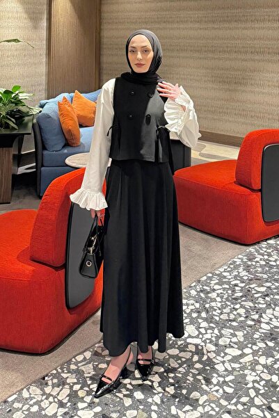 lamelif Buttoned Vest Suit Black