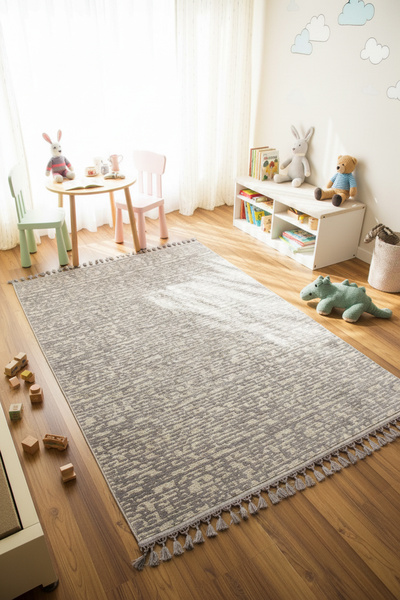 halıcı erkan Kilim Modern Kaymaz Taban Yıkanabilir Özel Ölçü Kesim Çizgili Gr...