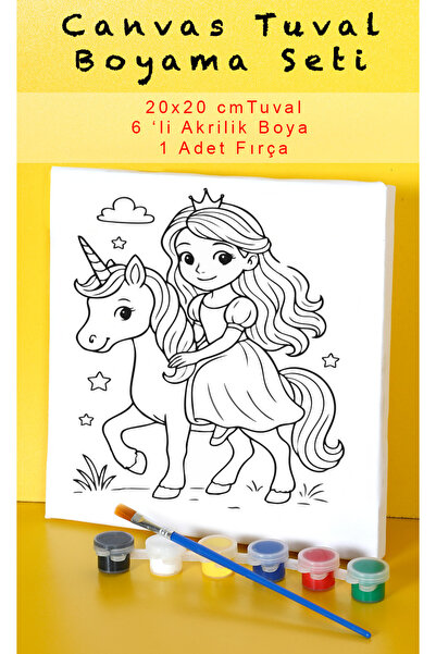 Rübiş Fotoğrafcılık Eğitici Çocuk Boyama Seti - Kanvas Tuval Üzeri Çizimli Ho...