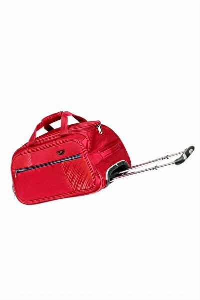 ÇÇS 676 Kumaş Çekçekli, Tekerli Seyahat Çantası- Kabin Boy Bordo