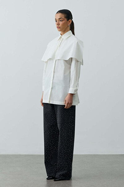 Fahhar Pelerinli Pensli Gömlek Beyaz