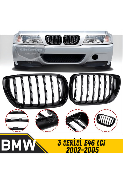 ŞüsCarOto Aksesuar Bmw 3 Serisi E46 LCI 2002-2005 Uyumlu Ön Panjur Böbrek Kro...
