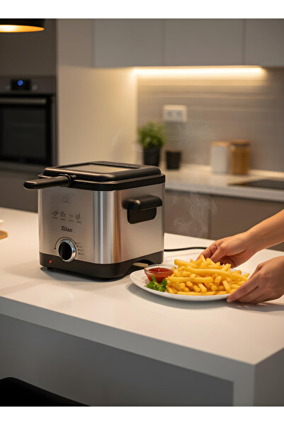 Zilan Фритюрник от неръждаема стомана ZLN4185, индикаторна светлина, регулиру...