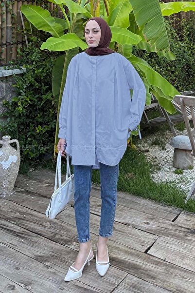 lamelif Cuffed Tunic Baby Blue