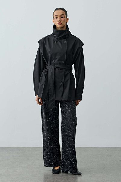 Fahhar Kısa Trenç Ceket Siyah