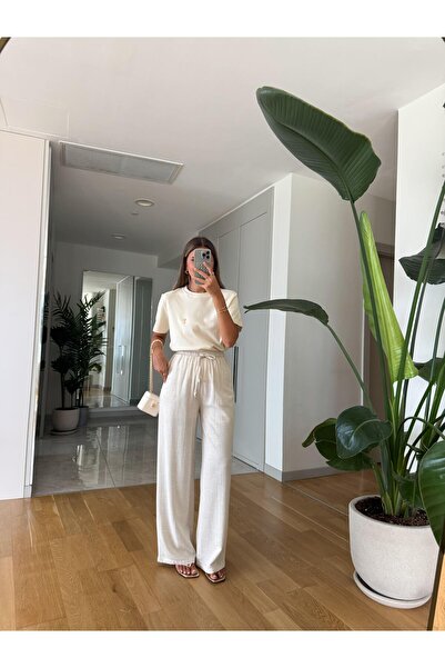 MERVE AKSOY Taş Beli Lastikli Qu Pantolon
