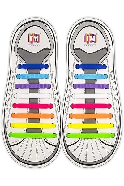 Inmaker 16 adult silicone shoelaces, multicolor, size L,