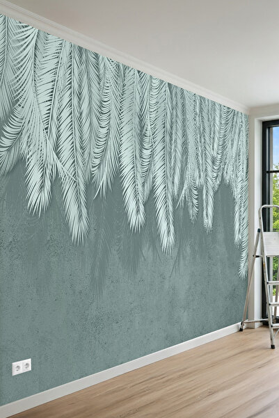 MİRAZAWALL Soft Tropikal Yaprak Desenli Tek Parça Tekstil Duvar Kağıdı