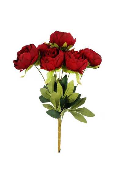 Goliat Bordowy Bukiet Sztucznych Piwonii - 7 Sztuk, Wysokość 48cm