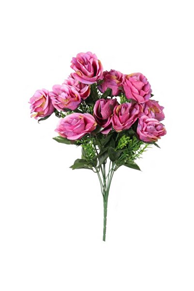 Goliat Buchet de 12 trandafiri de culoare roz închis cu accesorii
