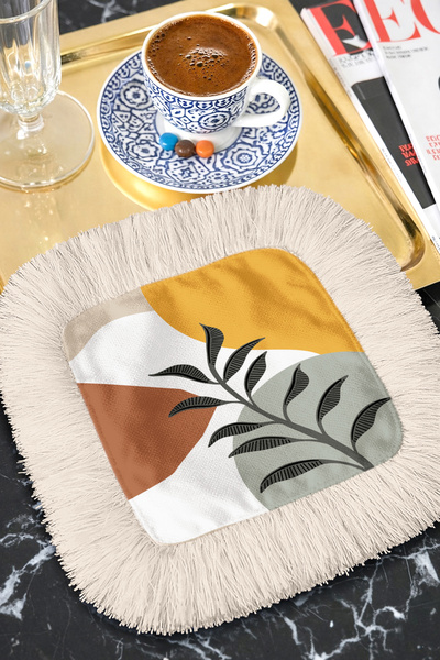 Evimde Bambaşka Șervețel modern cu dungi și franjuri pentru prezentări - Form...