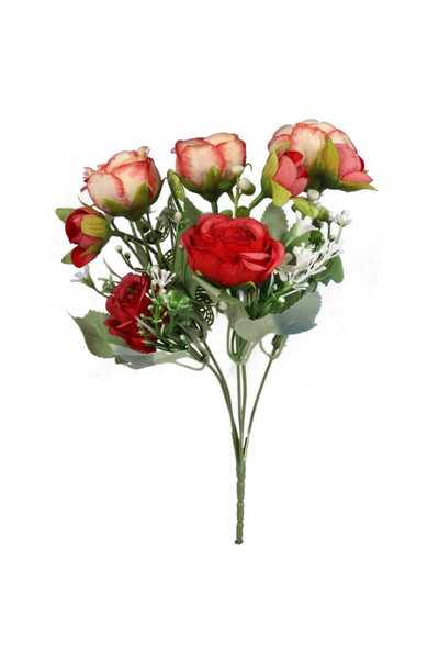 Goliat Bukiet Piwonii Deluxe - Czerwony, Sztuczny, 5 Sztuk Wysokości 35 cm