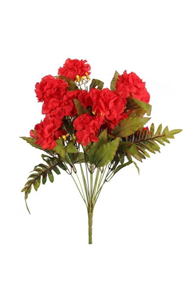 Goliat Czerwony Bukiet Sztucznych Goździków z Paprotkami - 18 Szczegółowo Odw...