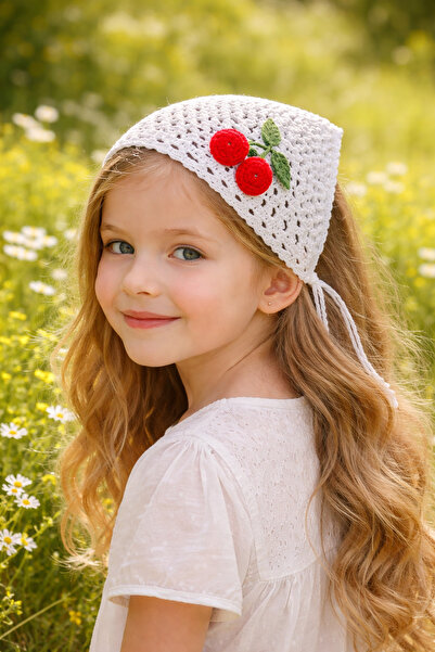 Attolya Bandana, Knitted Bandana, Fully Hand-Knitted Bandana with Cherries fo...