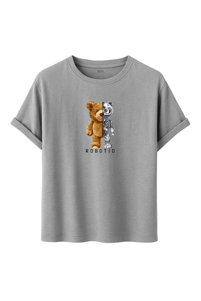 DK DAKSEL Unisex Wide Color Range Robotic Teddy Bear Printed 100% Cotton T-Shirt