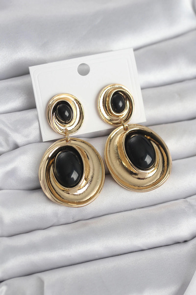 CT STONES Mey Import ®   Black Dangle Drop Model Gold Color Vintage Women's E...