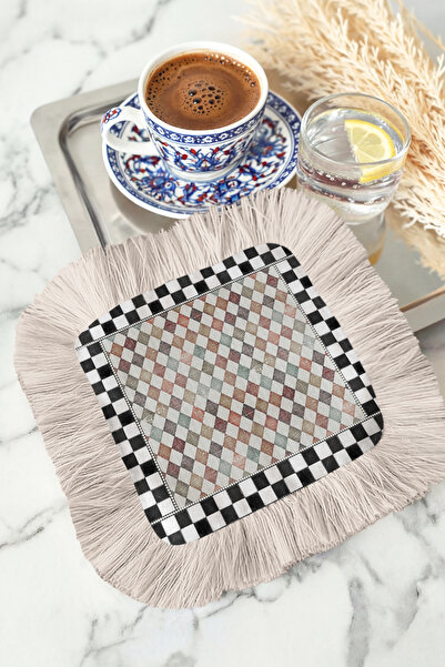 Evimde Bambaşka Șervețel de prezentare cu franjuri, cu motiv de diamant color...