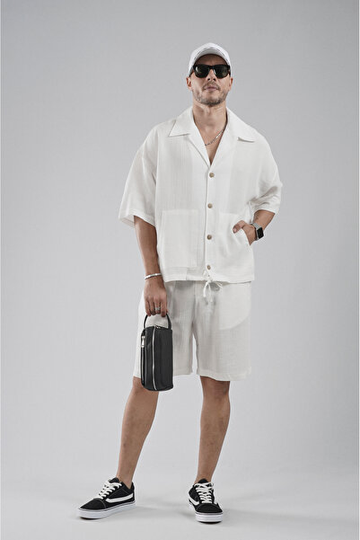 Butik Trend Biz Oversize Pocketed Shirt Shorts Bottom Top Set