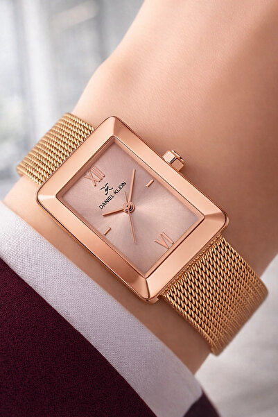Daniel Klein Steel Cord Steel Case Women Wrist Watch+Bracelet Gift Rose Color Sddk113