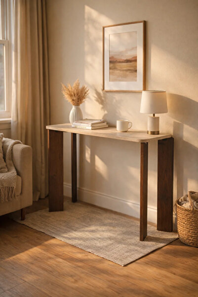 MARIA HOMES Modern Light Wood Console Table Entryway Hallway Furniture Narrow...