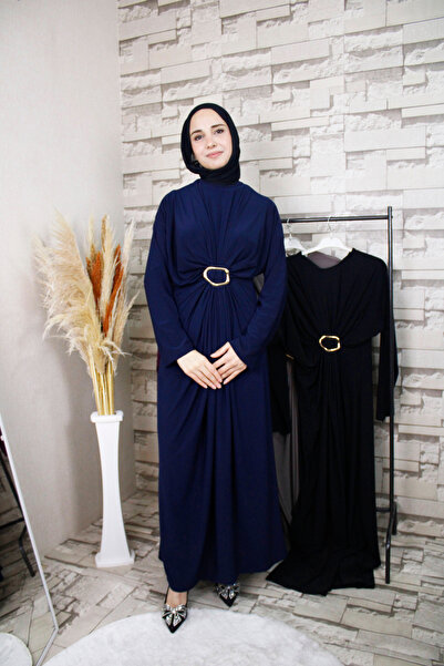 MODA ZÜHRA Tokalı Drapeli Sandy Kumaş Spor Abiye Elbise