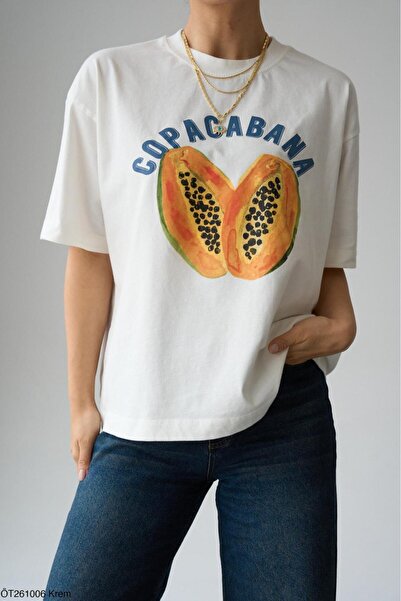 CADDELAMODA Women's Copacabana Printed Oversize T-Shirt