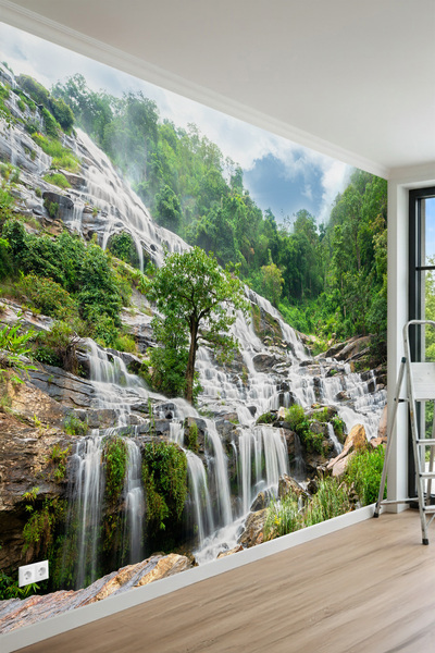 MİRAZAWALL Katmanlı Şelale Manzaralı 3 Boyutlu Görünümlü Tek Parça Tekstil Du...