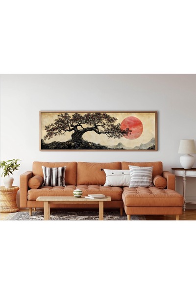 woodhomeworks Tek Parça Gerçek Ahşap Yatay Panorama Çerçeveli Tablo