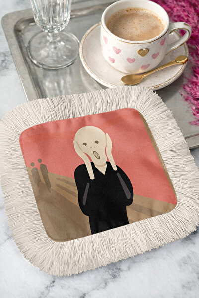 Evimde Bambaşka Șervețel de prezentare cu franjuri, inspirat de arta modernă ...